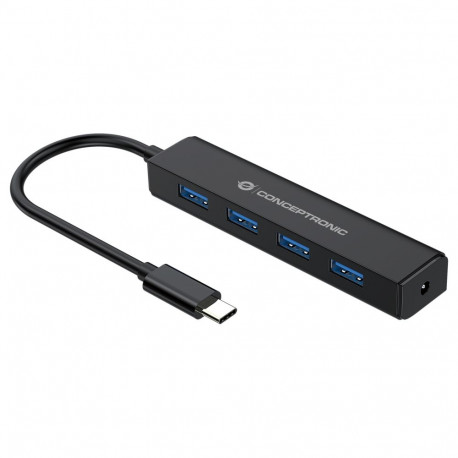 "CONCEPTRONIC 4-Port Hub USB-C3.2Gen1->4xA3.0 o.Netz. sw"