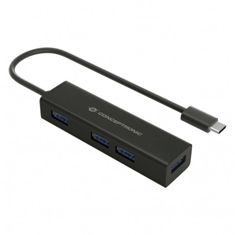 "CONCEPTRONIC 4-Port Hub USB-C3.2Gen1->4xA3.0 o.Netz. sw"