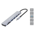 CONCEPTRONIC 7-1 hall dokk USB-C->HDMI/3xUSB-A/SD/TF/+ 25cm
