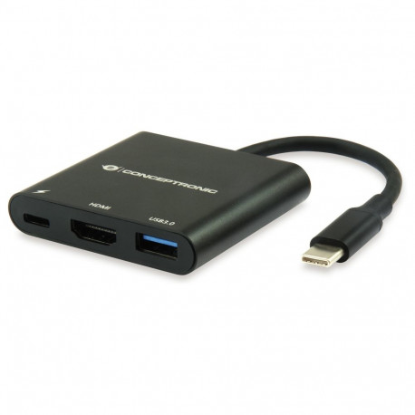 "CONCEPTRONIC 3-1 Dock USB-C->HDMI/USB-A/60WPD 15cm sw"