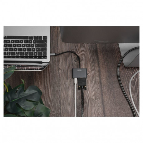 "Adapter DIGITUS mini DP + VGA Adapter 20cm 4K/30Hz Silber Aluminium Gehäuse"