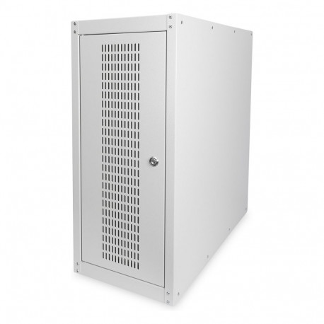 "PC Schrank für Computergehäuse Glastür Digitus. inkl. Castorgruppe. Farbe Grau RAL 7035"