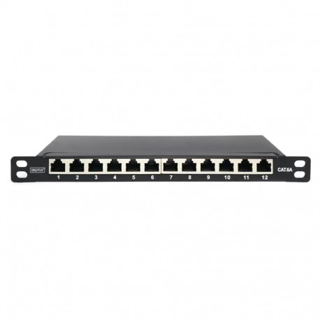 "DIGITUS Patchpanel 10"" Cat6A 12x RJ45 0,5HE geschirmt schw"