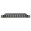 "DIGITUS Patchpanel 10"" Cat6A 12x RJ45 0,5HE geschirmt schw"