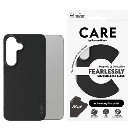 "CARE Fashionable Case Black w. QI Compatible Galaxy S25"