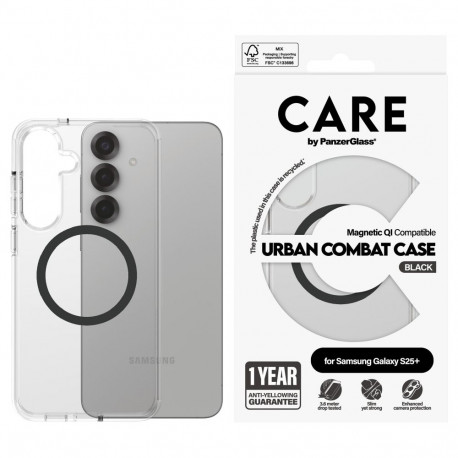 "CARE Flagship Case Clear/Black QI Compatible Galaxy S25 Plus"