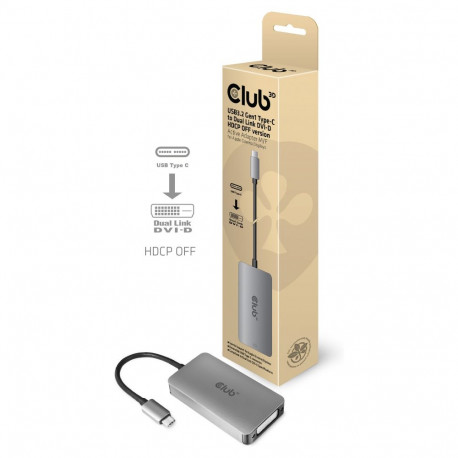 "Club3D Adapter USB 3.2 Typ C > DVI-D HDCP Off aktiv St/Bu"