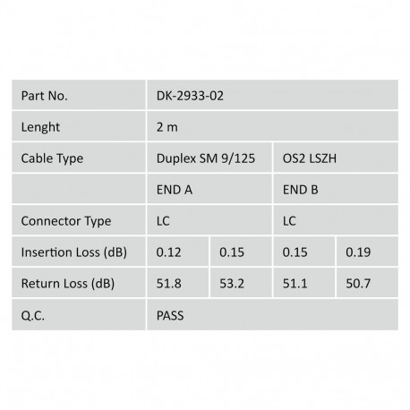 Digitus LC -> LC 2.00m Singlemode Duplex OS2 valguskaabli patch-kaabel