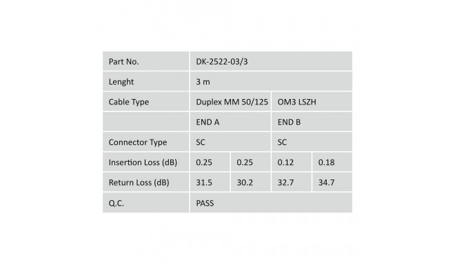 Digitus valguskaabli ühenduskaabel SC -> SC 3.00m multimode duplex OM3