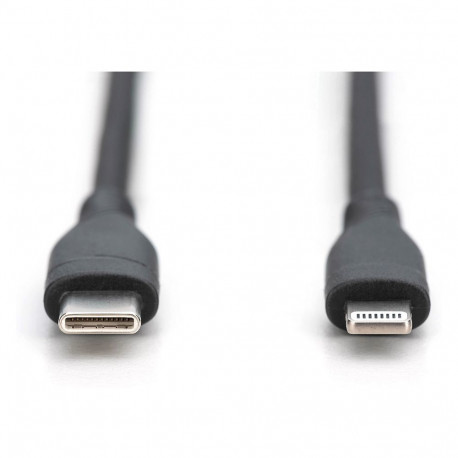 "DIGITUS USB 2.0 Kabel Typ C-Lightning Silikon 1m MFI schwarz"