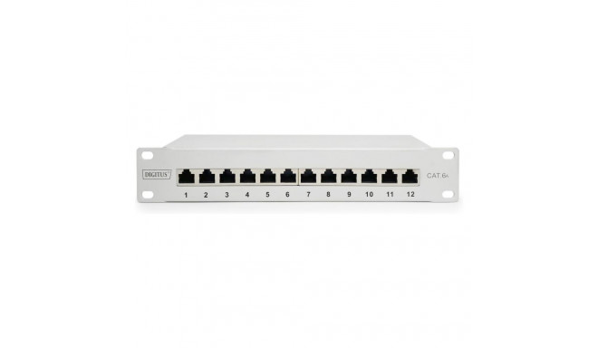 Digitus Cat.6A varjestatud jaotuspaneel, 12-port, 10", hall