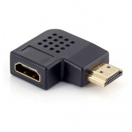 Equip HDMI adapter A-B St/Bu 90-kraadine nurgaga must kilekotis