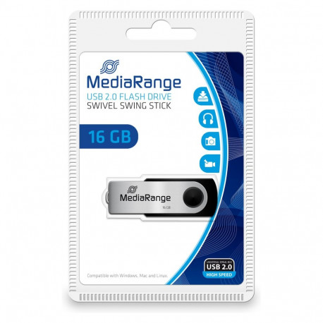 "STICK 16GB MEDIARANGE MR910 Schwarz - Silber"