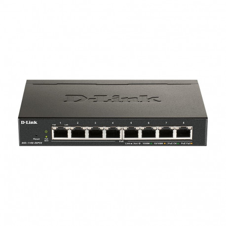 8P D-Link DGS-1100-08PV2 hallatav L2/L3 Gigabit Ethernet (10/100/1000) täisdupleks Power over Ethern