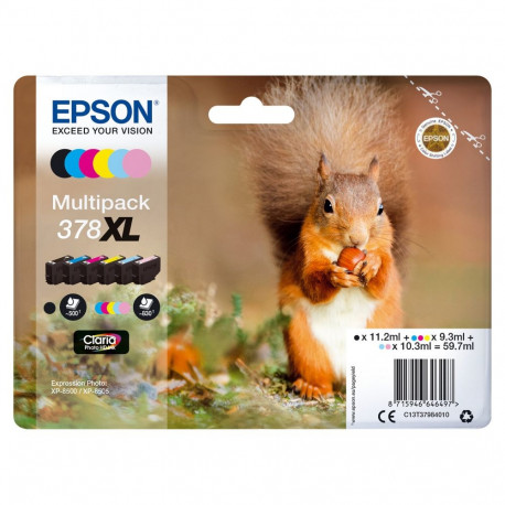 Epson 378XL C13T37984010 tindi komplekt (BKMCY/hele magenta/hele tsüaan) 6-pakk kuni 830 lehekülge