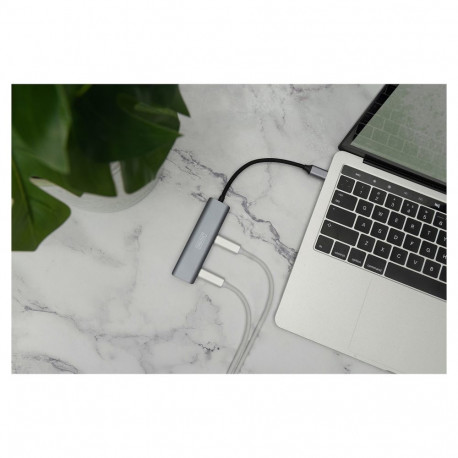 "DIGITUS USB-C-Hub 4-Port 3.1->4xC3.1 integr. Kabel silber"