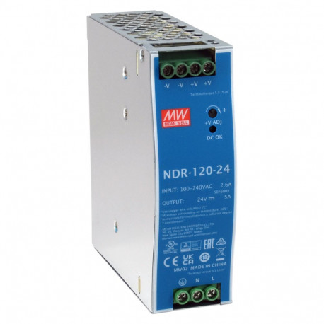 Tööstuslik toiteplokk POW-2442 24VDC 120W DIN-liistule hõbedane