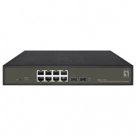"Switch 8x GE GES-2110P 2xGSFP 19"" 130W 8xPoE+"