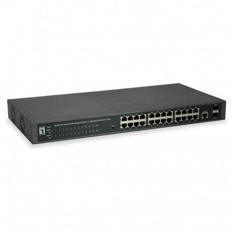 "Switch 24x GE GEP-2652 2xGSFP 19"" 370W 24xPoE+"