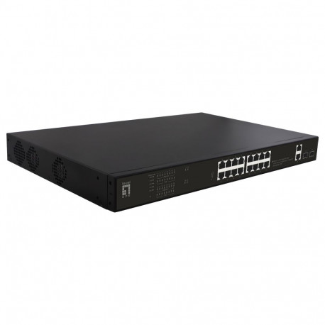 "Switch 16x GE GEP-2021 2xGE 2xGSFP 19"" 270W 16xPoE+"