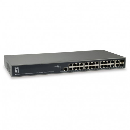 "Switch 26x GE GEP-2682 2xGSFP 19"" 370W 24xPoE"