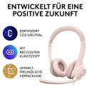 "Logitech H390 Headset on-ear wired USB-A rose"