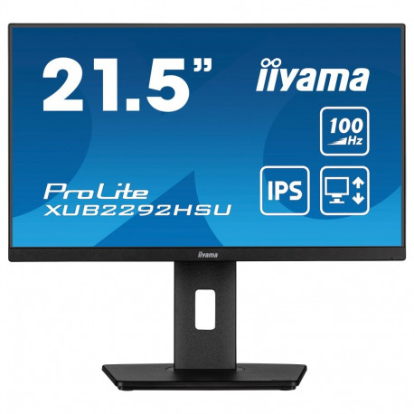 55,9cm/22" (1920x1080) Iiyama ProLite XUB2292HSU-B6 16:9 FHD IPS 0,4ms 100Hz HDMI DP USB kõlar pivot