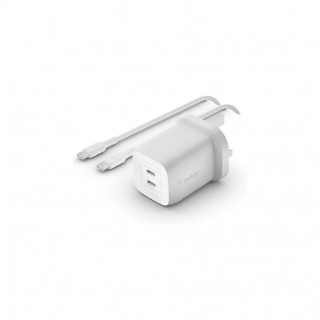 "Belkin 65W Dual USB-C GaN Ladegerät mit PD und PPS + 2m Kabel"