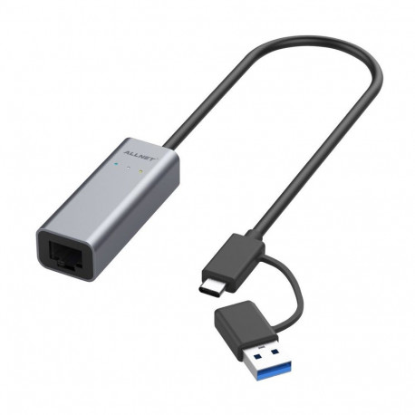 "ALLNET USB 3.0 Typ-C&A Ethernet Adapter 2.5 Multi-Gigabit LAN ALL-NC-2.5G-USBC/A *ALLTRAVEL*"