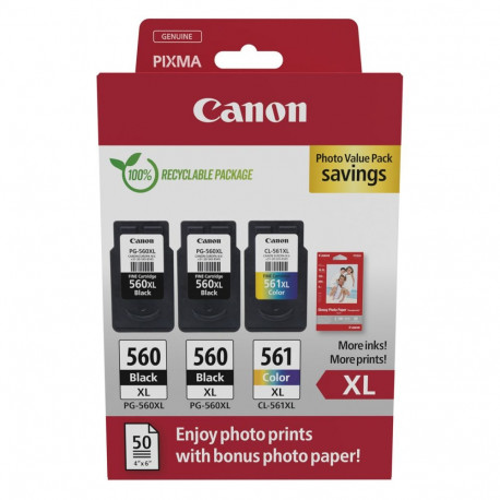 Canon PG-560XL/CL-561XL 3712C012 tindi 3-pakk (2x must/värviline) koos fotopaberiga