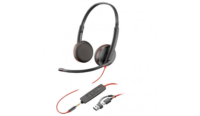 HP Poly Blackwire 3225 stereo USB-C peakomplekt + 3.5mm pistik + USB-C/A adapter (bulk) (209747-201/