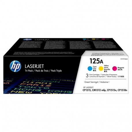 "HP 125A original Toner cartridge CF373AM cyan magenta yellow standard capacity 3 x 1.400 pages 3-pa