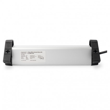 Digitus 4 pesaga lülitiga pikendusjuhe, 2x USB-A, must/hõbe