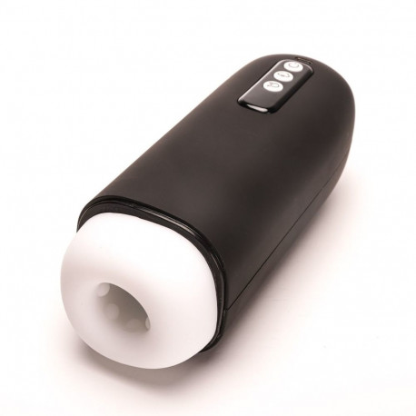 Masturbator Z Wibracją Ssaniem Cyberskóra Ładowany Usb Czarny