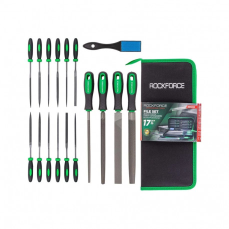 Rockforce file and needle file set RF-5056W, 17 pcs, 315 mm, 200 mm, cut 2, flat, round, half-round,
