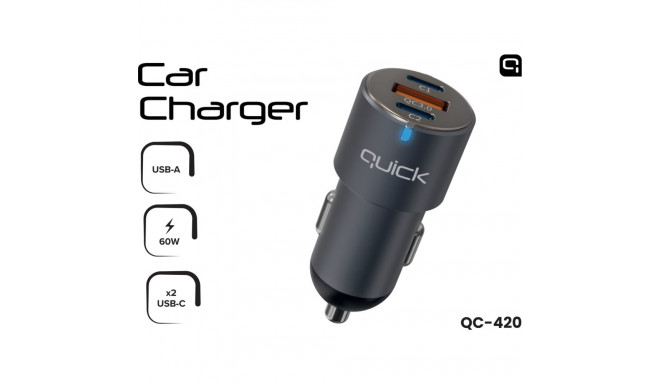Autolaadija Quick 2 x USB-C / USB-A 60W