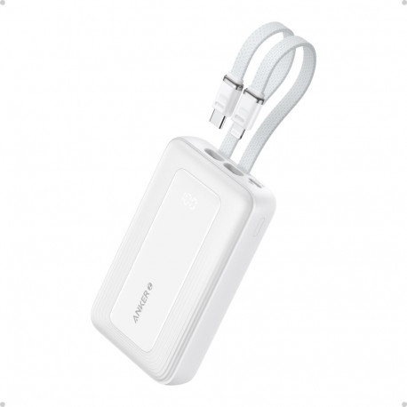Akupank Anker 10 000mAh, 30W, USB-C + Lightning kaabel, valge