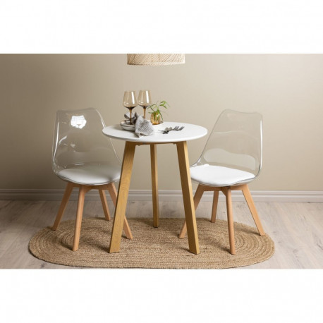 Söögitoa komplekt LEONORA&EDVIN 2 tooli, läbipaistev/valge