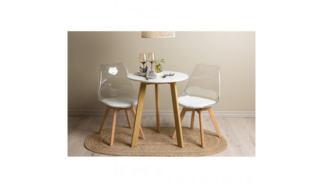 Söögitoa komplekt LEONORA&EDVIN 2 tooli, läbipaistev/valge
