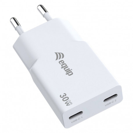 Equip 2Port USB-C PD3.0/USB-A GaN Slim 30W valge laadija