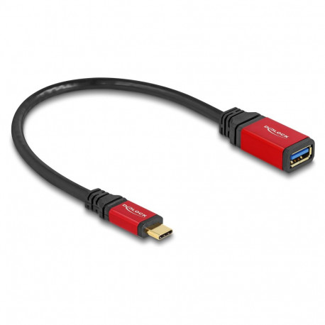 "DELOCK USB 10 Gbps Adapter USB Type-C Stecker zu USB Typ-A Buchse 15cm rot Metall"