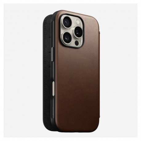 "Nomad Modern Leather Folio iPhone 16 Pro Brown"