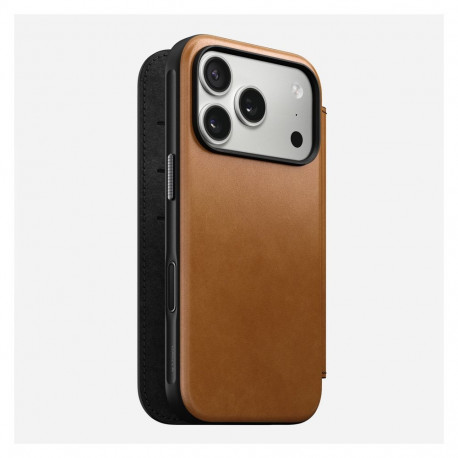 "Nomad Modern Leather Folio iPhone 17 Pro English Tan"