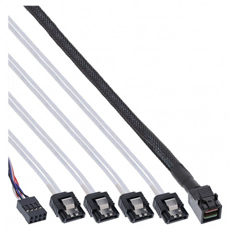 "Kabel SAS/SATA Mini SAS HD x4 (SFF-8643) auf SATA (4) incl. Sideband 1m"