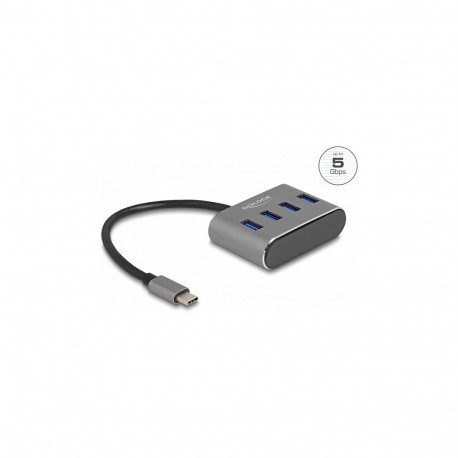 Delock 4-pordiline USB 3.2 Gen 1 jaotur USB Type-C pistikuga, pealmised USB Type-A pesad