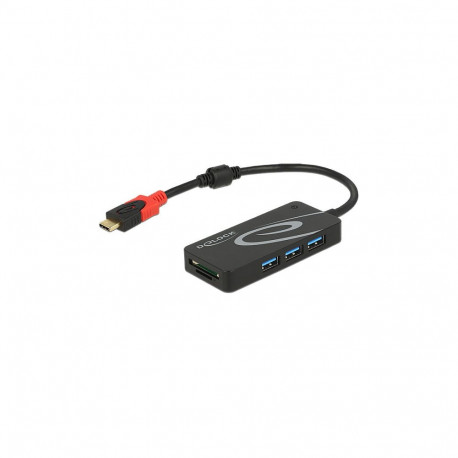"Externer USB 3.2 Gen 1 Hub USB Type-C™ > 3 x USB Typ-A + 2 Slot SD Card Reader schwarz"