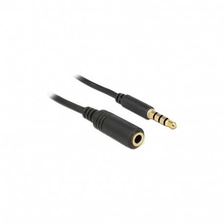 3,5mm 4-kontaktiline pistik-pesa pikenduskaabel 2m, must