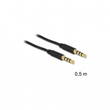 "Klinkenkabel 3,5 mm 4 Pin Stecker zu Stecker 0,5 m schwarz"