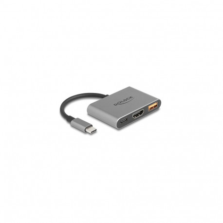 "DELOCK USB Type-C Adapter zu HDMI 4K 30 Hz mit USB Typ-A und USB Type-C PD 2.0 90 W"