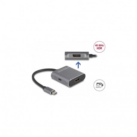 "DELOCK USB Type-C Splitter DP Alt Mode zu 1 x HDMI + 1 x DisplayPort MST mit USB Type-C PD"